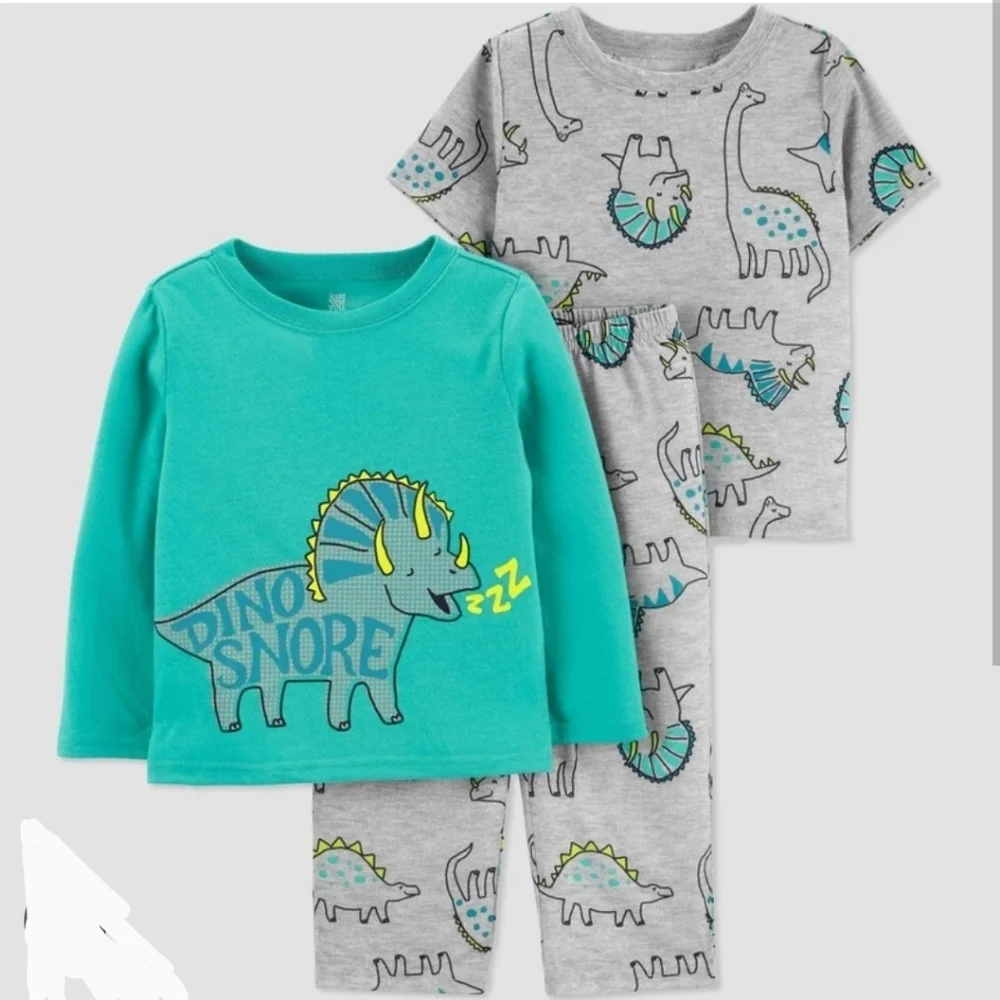 Carter Just for You Dino Snores 3 Peice Pajama Set Size 5T